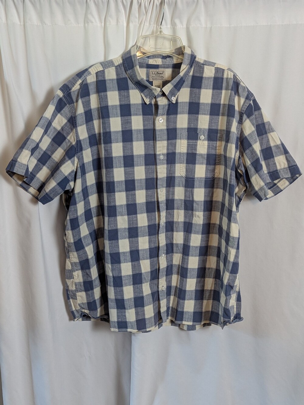 L.L.Bean Blue Plaid Button-Down Shirt | Men's XXL Regular | Traditional Fit